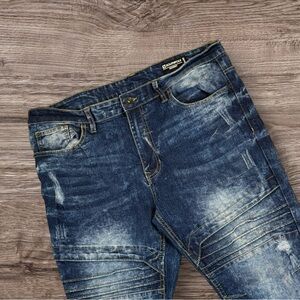 southpole‎ jeans Skinny Size W38 L32 Dark Wash Distressed Wicked Fashion